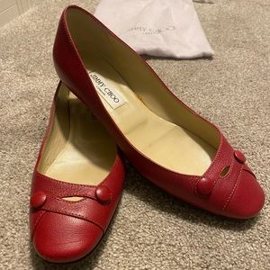 Jimmy Choo Ballet Leather Upper Flats with Kitten Heel